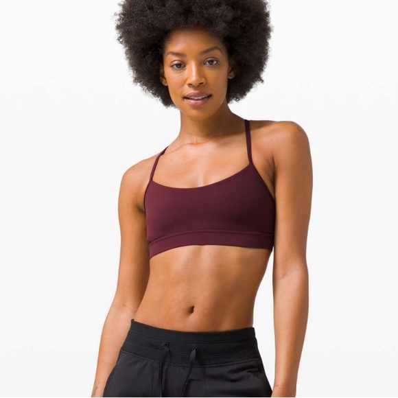 Lululemon Flow Y Sports Bra Nulu Light Support - Cassis Burgundy Maroon Size 10 - Picture 6 of 7